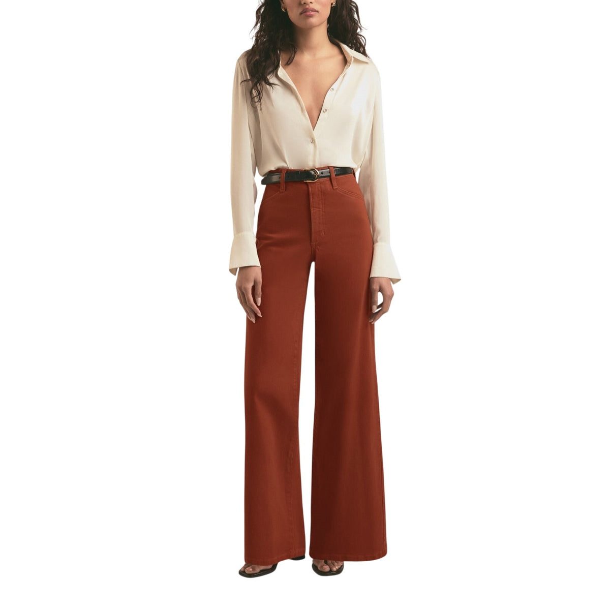 Favorite Daughter Coated Equestrian Saddle Mischa Wide-Leg Denim Jeans Size 31