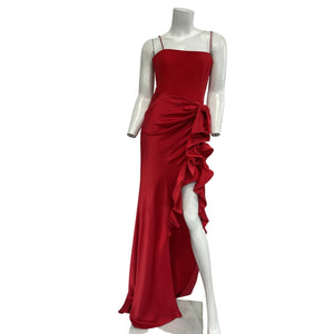 Cinq à Sept Ruffled Pimento Red Drina Gown Size 6