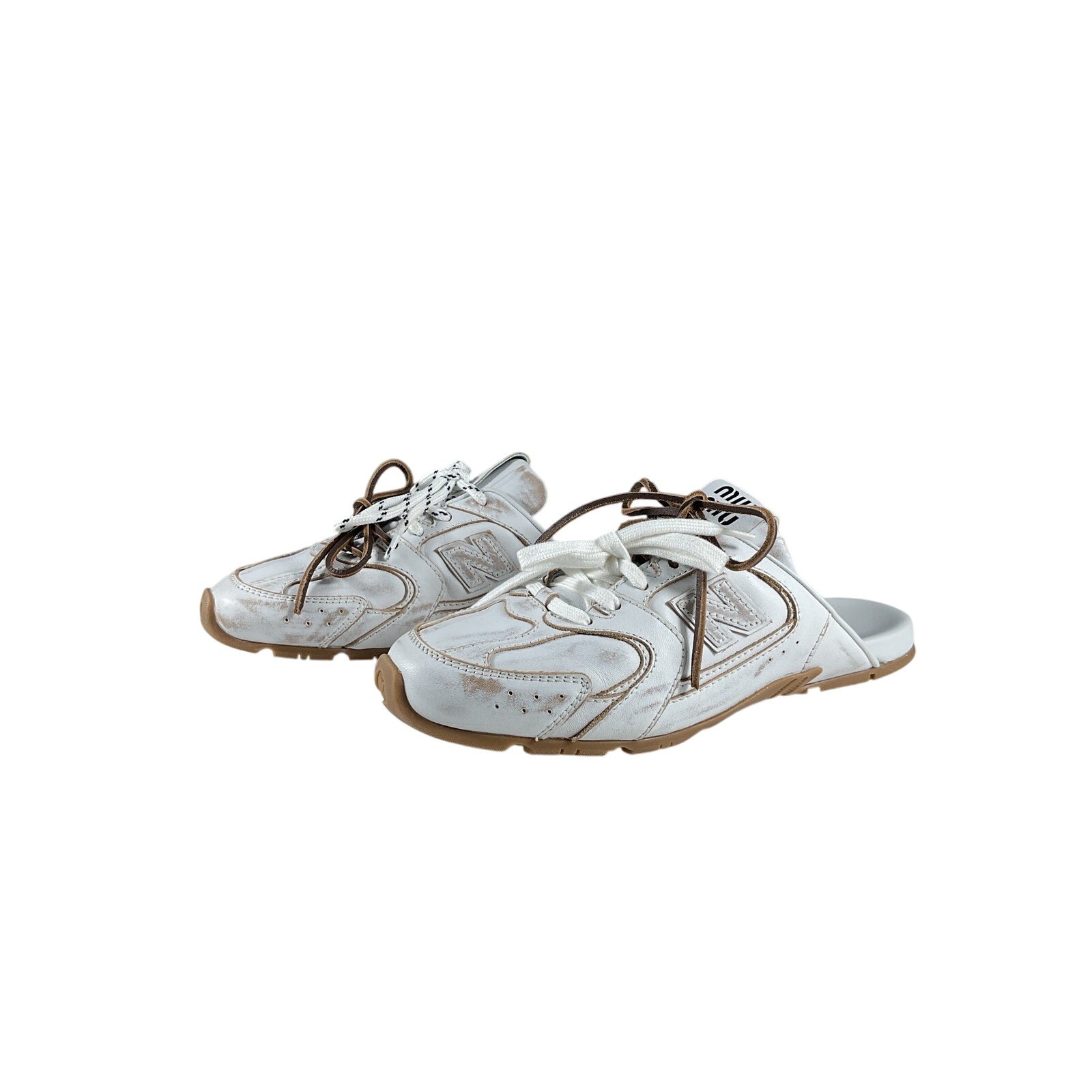 Miu Miu New Balance X Miu Miu White Leather 530 Sl Deco Mules Size 9