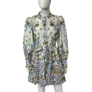 Hemant And Nandita Floral White Shirt Dress Size M