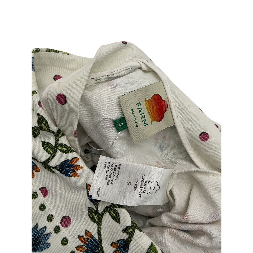 Farm Rio White Cotton Garden Print Wrap Skirt Size S