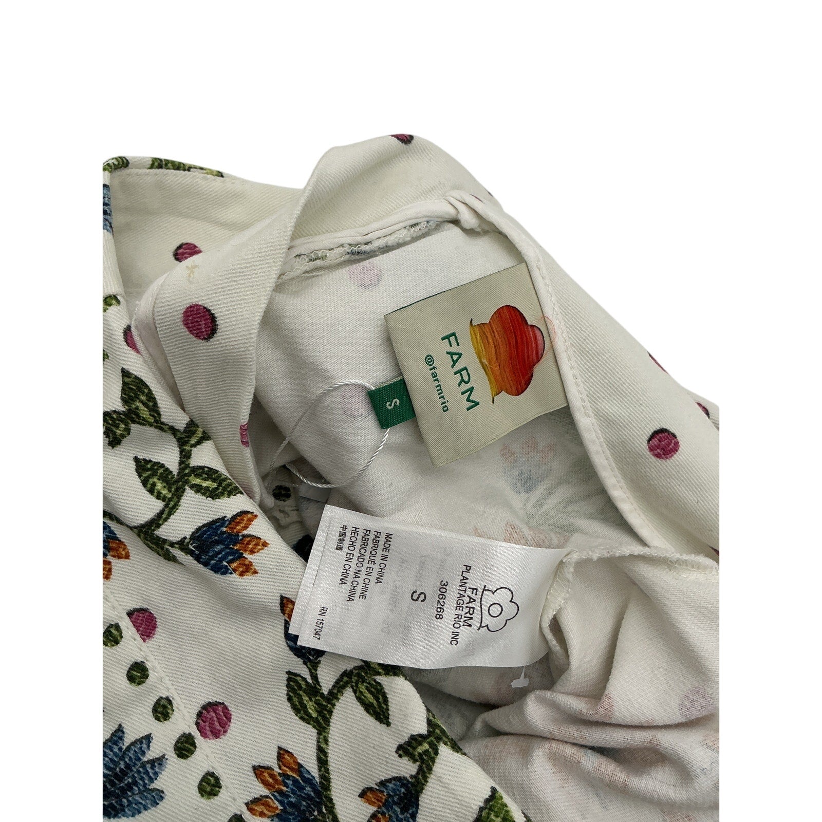 Farm Rio White Cotton Garden Print Wrap Skirt Size S