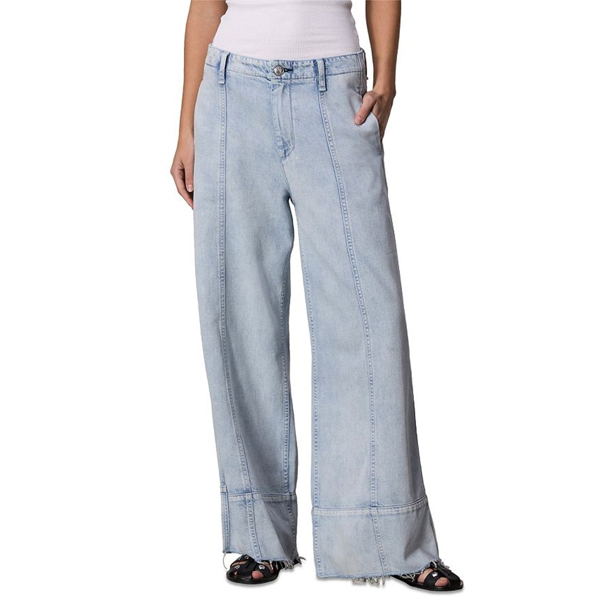 Rag & Bone Featherweight High Rise Wide Leg Blue Arianna Denim Jeans Size 25