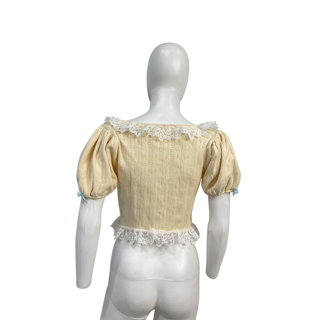 For Love & Lemons 'Daniela' Cream Cotton Knit Top Size M