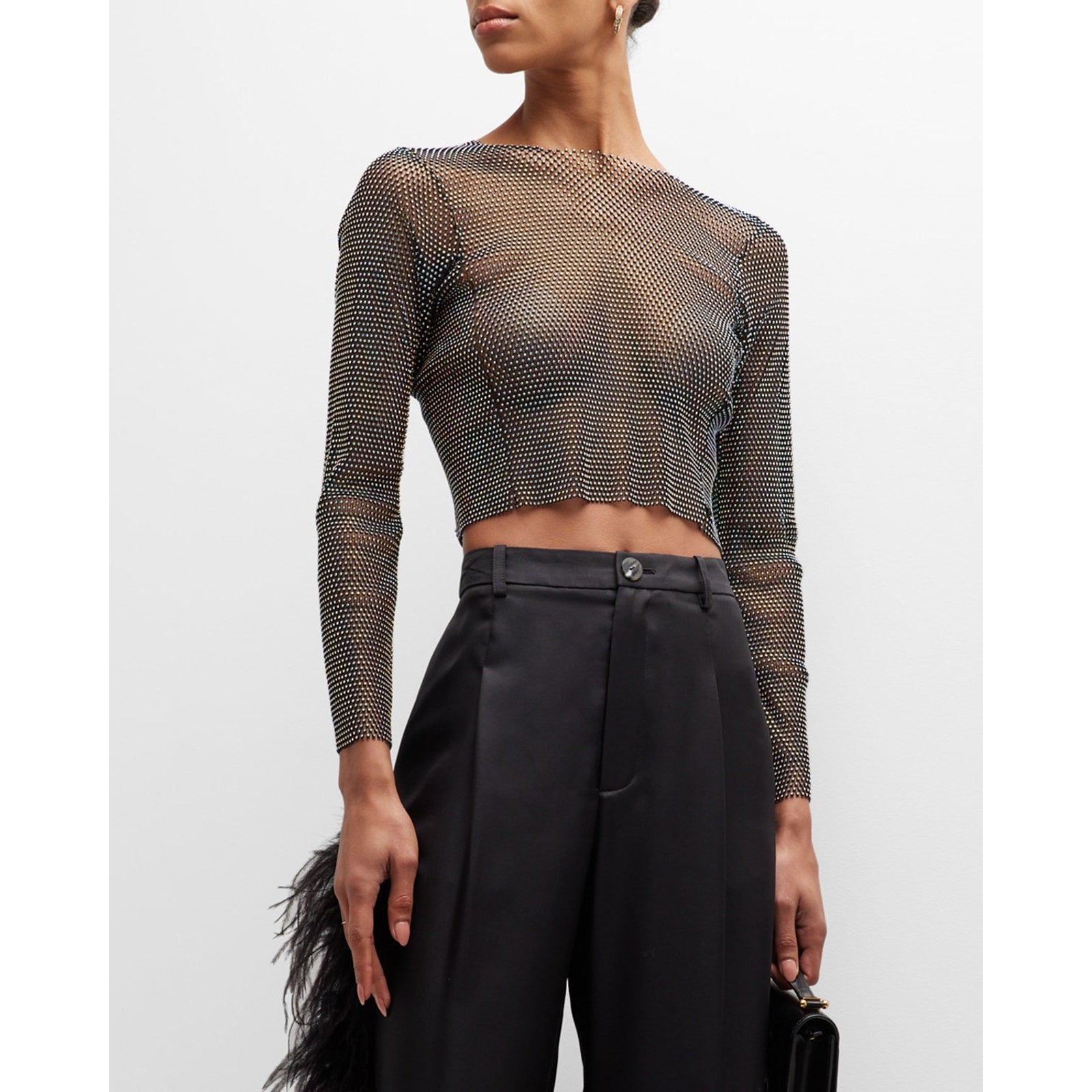 Santa Brands 'Crystal' Black Long Sleeve Top Size M - NWT