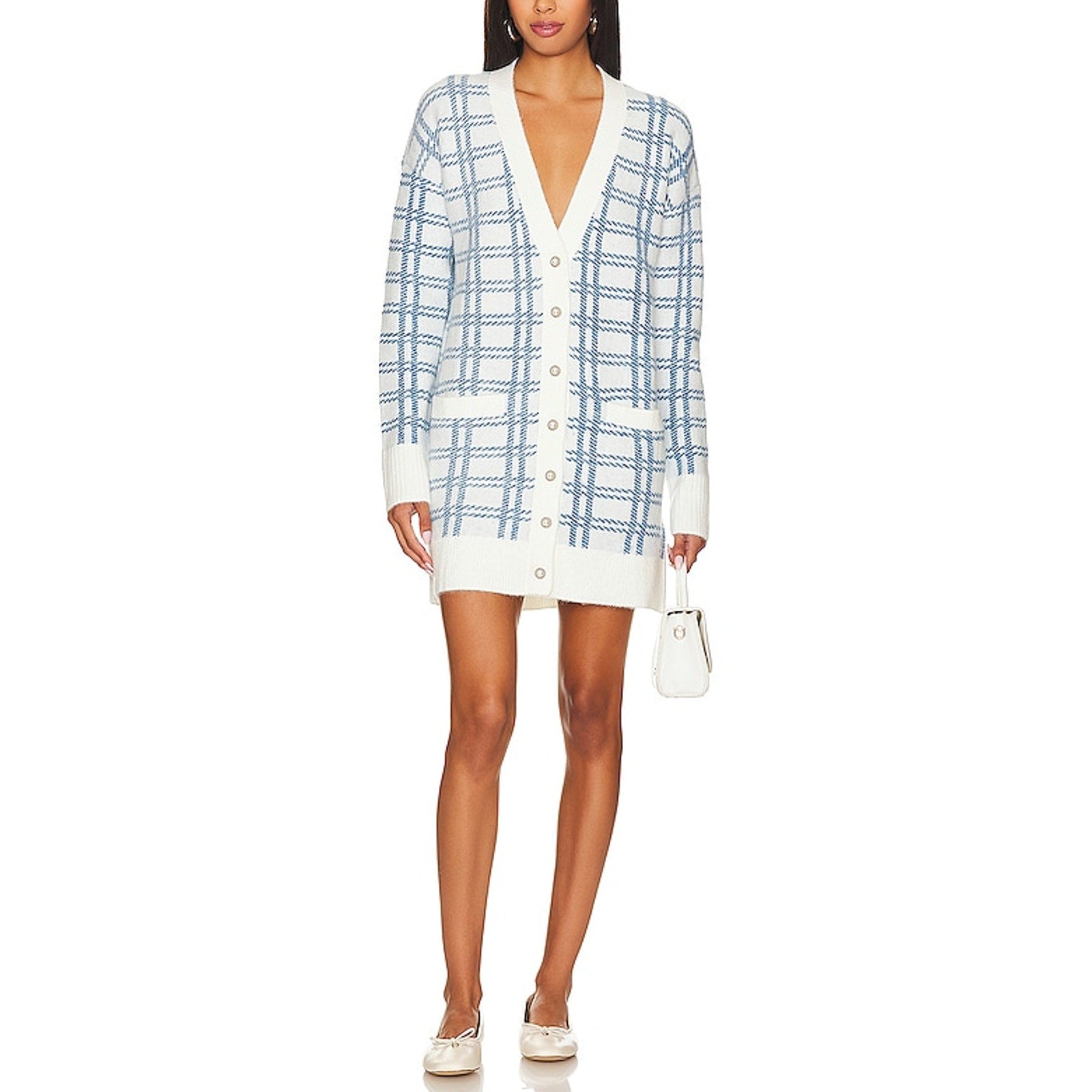 Majorelle Steph Boyfriend White Acrylic Cardigan Dress Size S