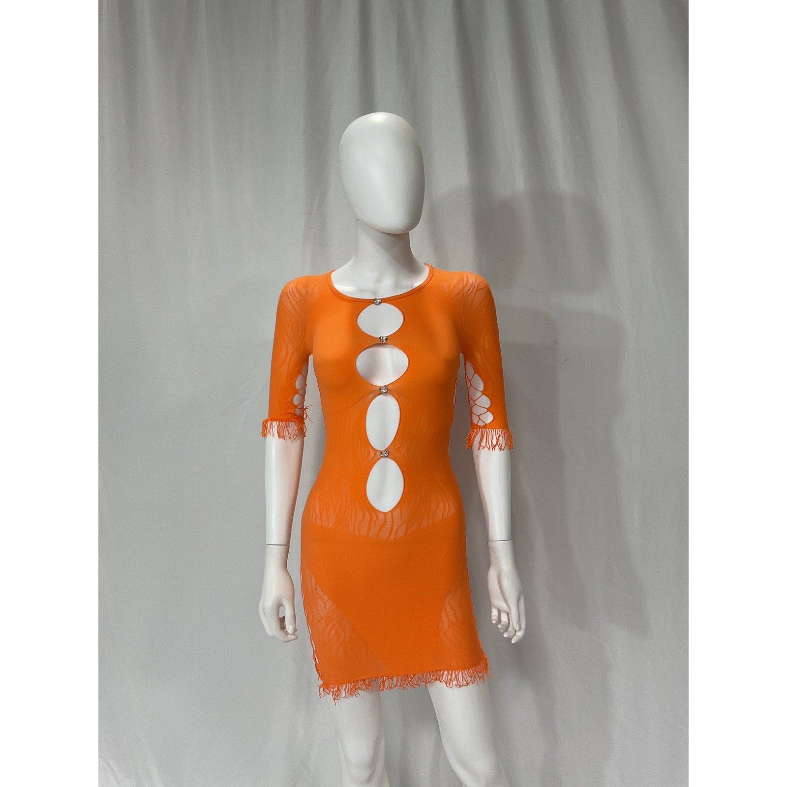 Poster Girl 'The Miranda' Orange heart Button Mini Dress Size 8