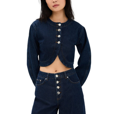 Aligne Cropped Dark Blue Angelina Top Size UK 10 / US 6