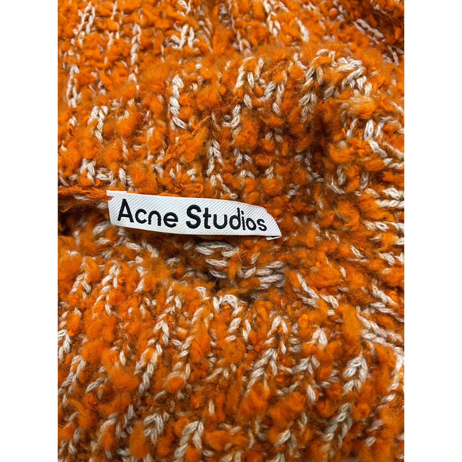 Acne Studios Orange Wool High Neck Tufted Wool Jumper Size L