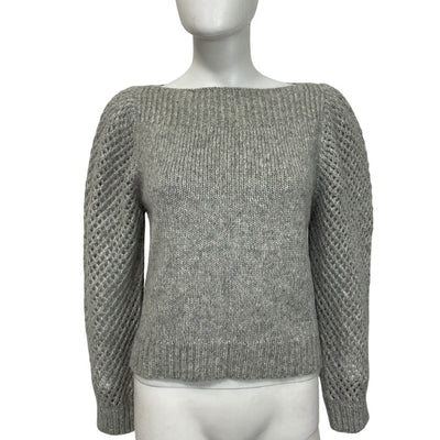 Loveshackfancy Textured Gray Knit Heritage Sweater Size S