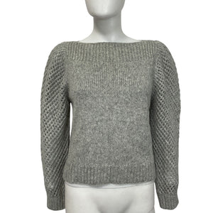 Loveshackfancy Textured Gray Knit Heritage Sweater Size S