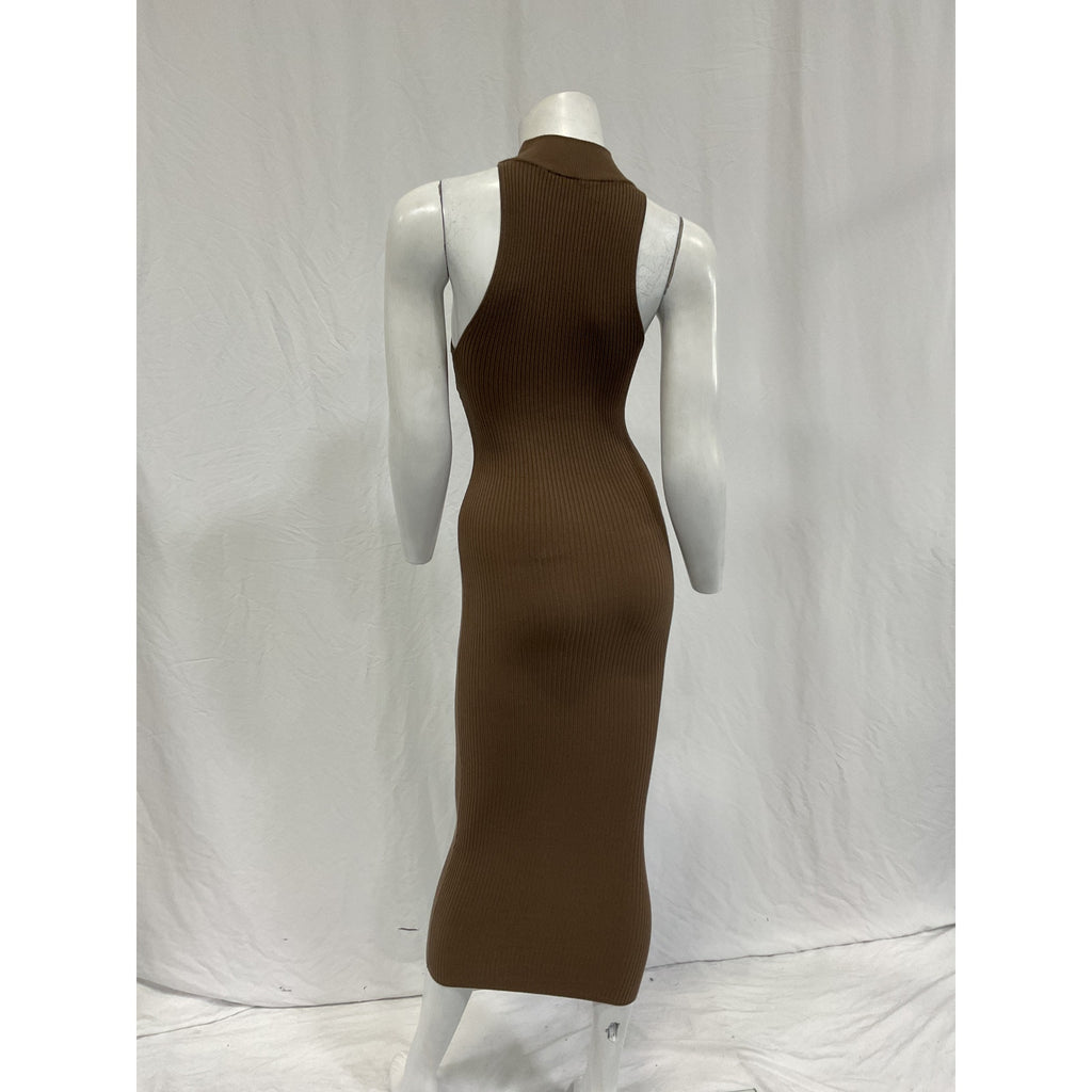 Michael Costello X Revole 'Annalie' Tan Rayon Long Midi Dress Size S