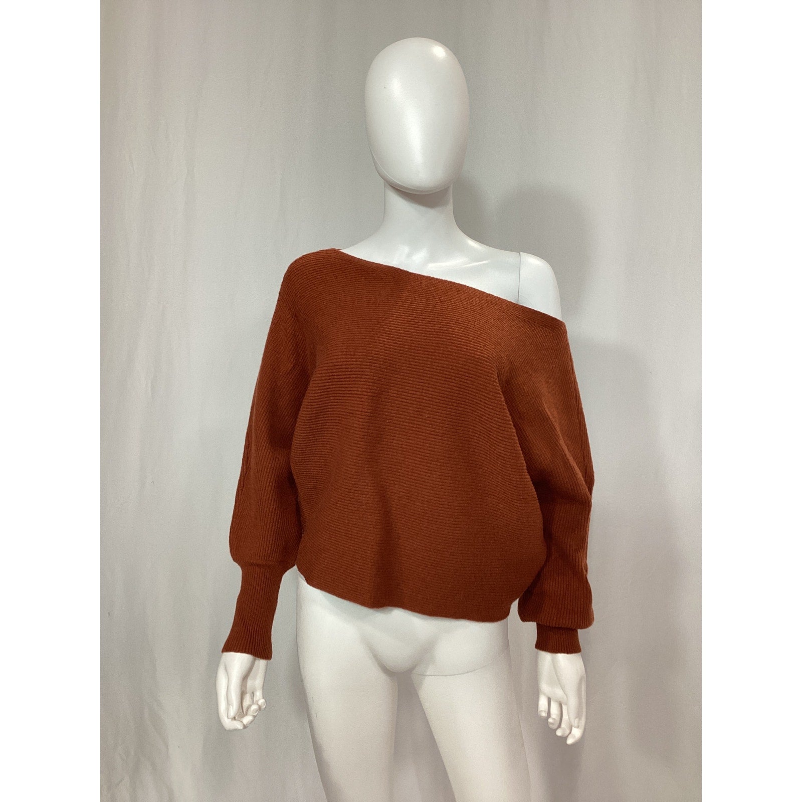 House Of Harlow 1960 'Winifred' Orange Off Shoulder Dolman Sleeve Wide Neck Sweater Size XS