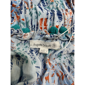 Poupette St Barth 'Clara' Blue Viscose Floral Tasseled Mini Dress Size S