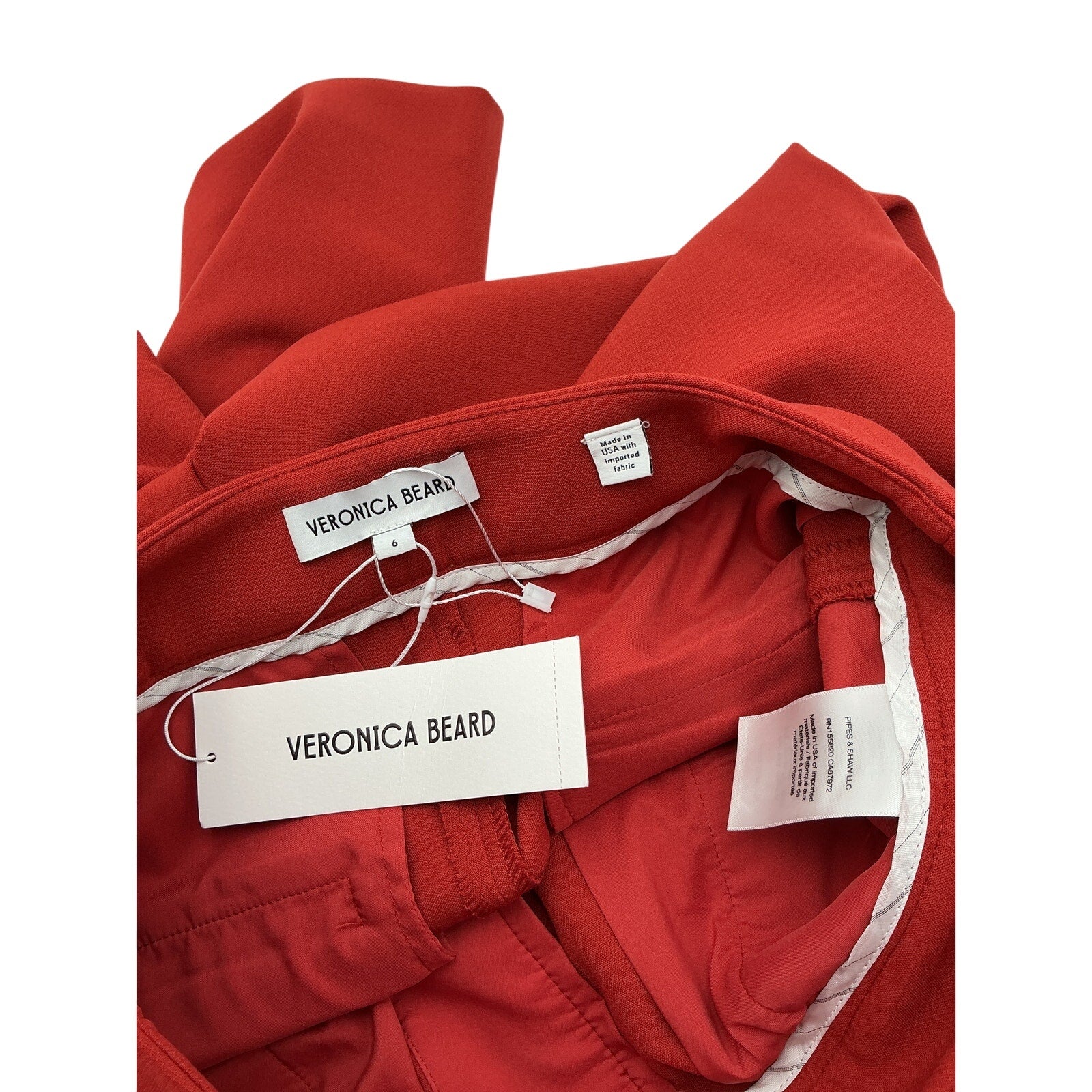 Veronica Beard 'Arte' Red Polyester Pant Size 6