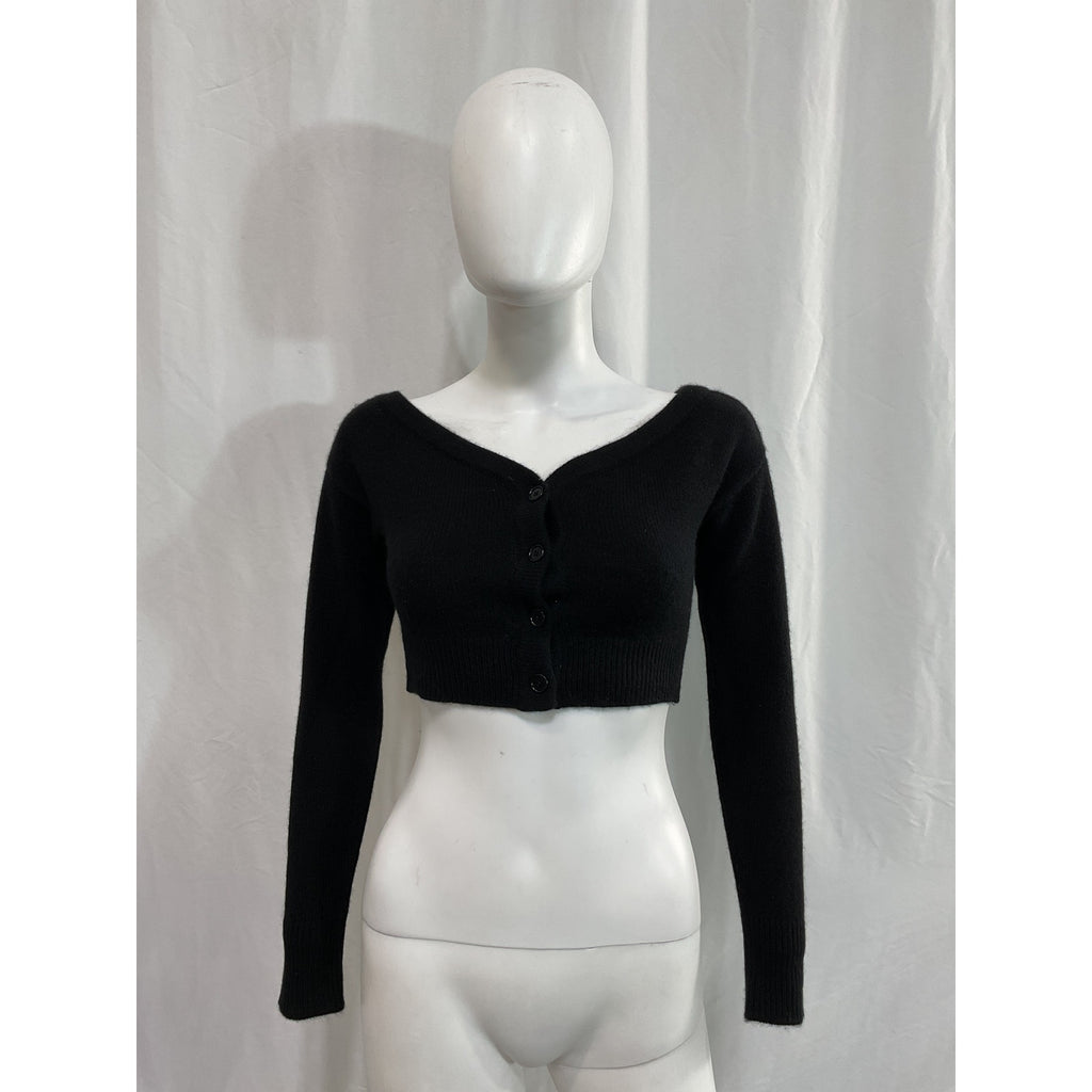 Reformation 'Millie' Black Cashmere Off The Shoulder Cardigan Size XS