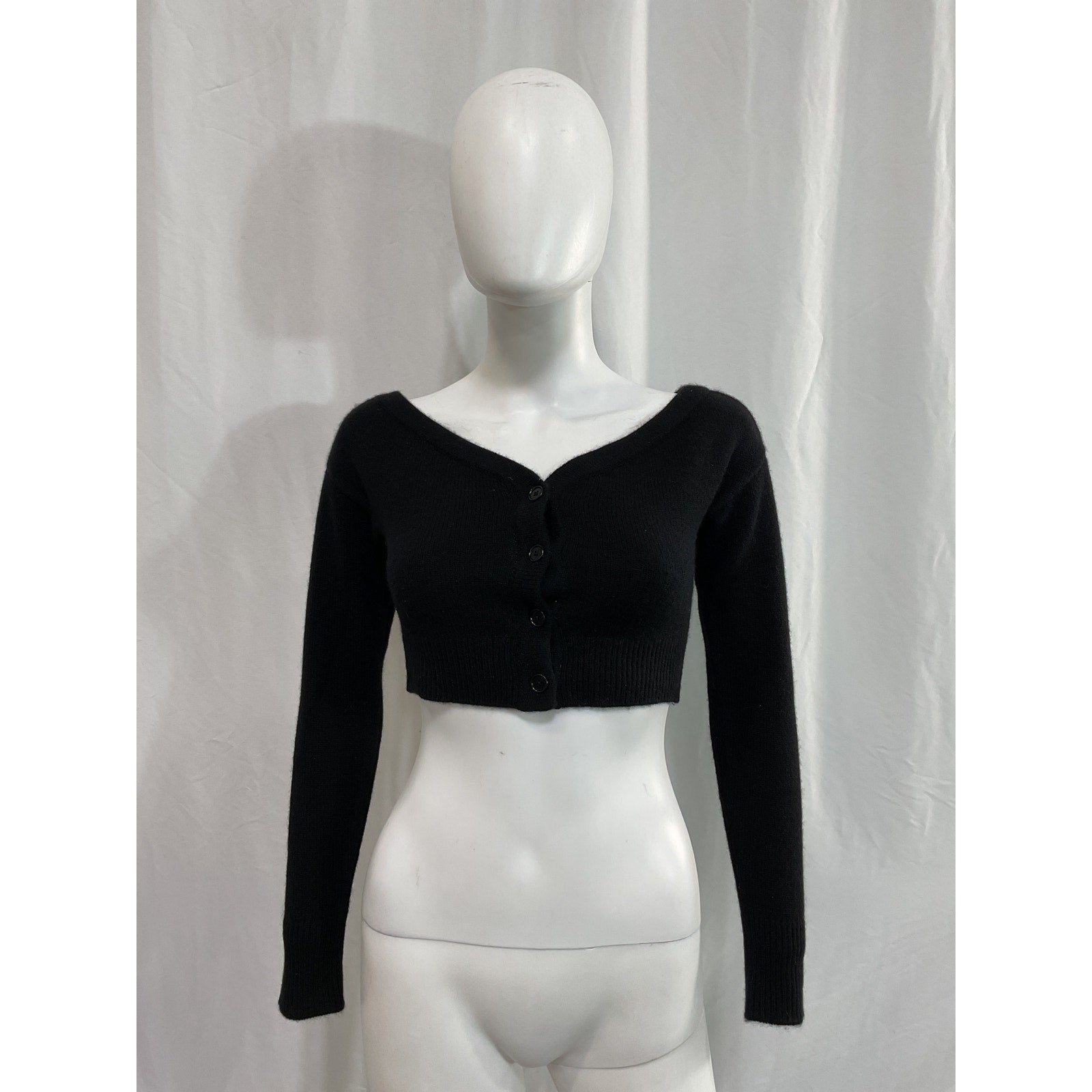 Reformation 'Millie' Black Cashmere Off The Shoulder Cardigan Size XS
