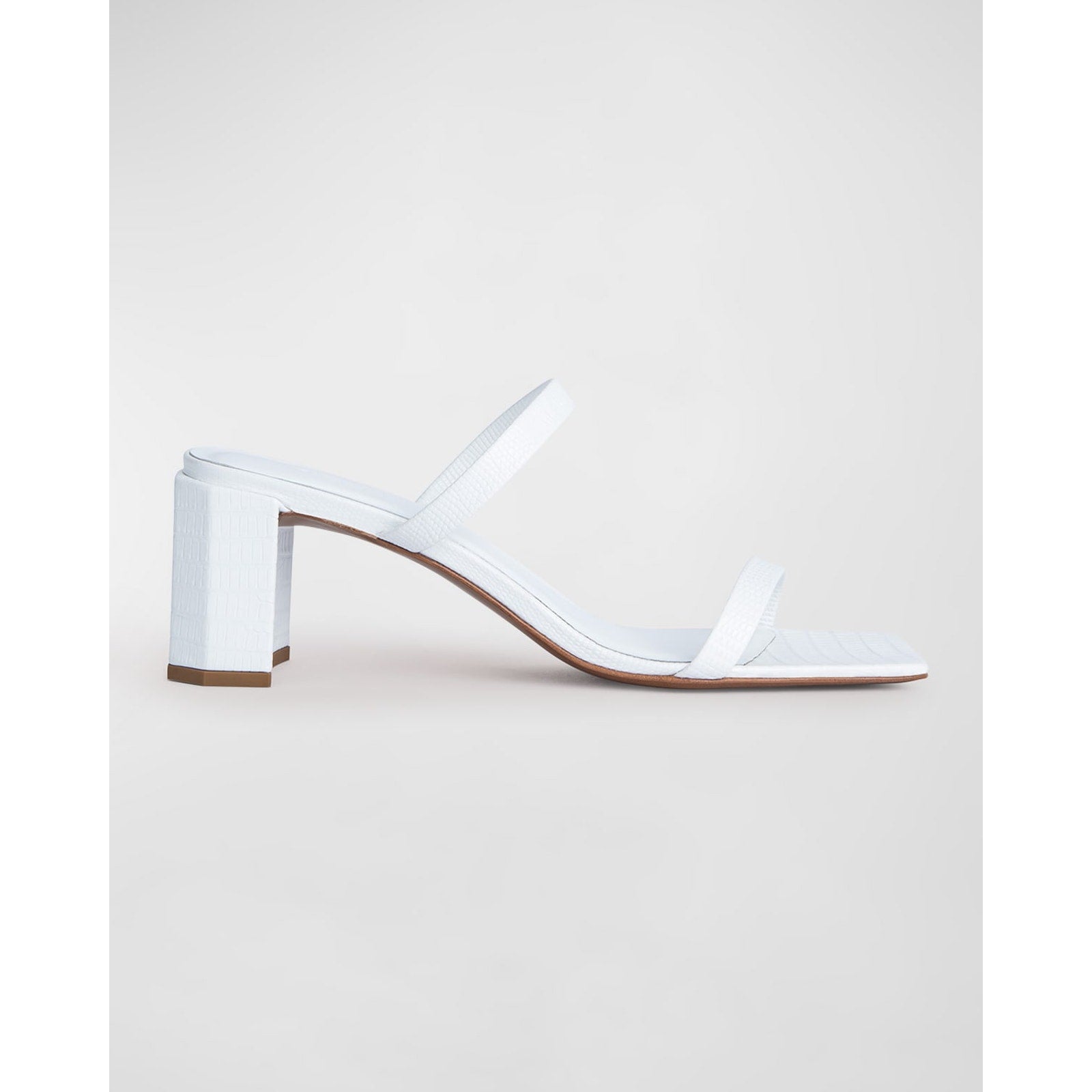 By Far 'Tanya' White Leather Embossed Chunky Heel Size 8