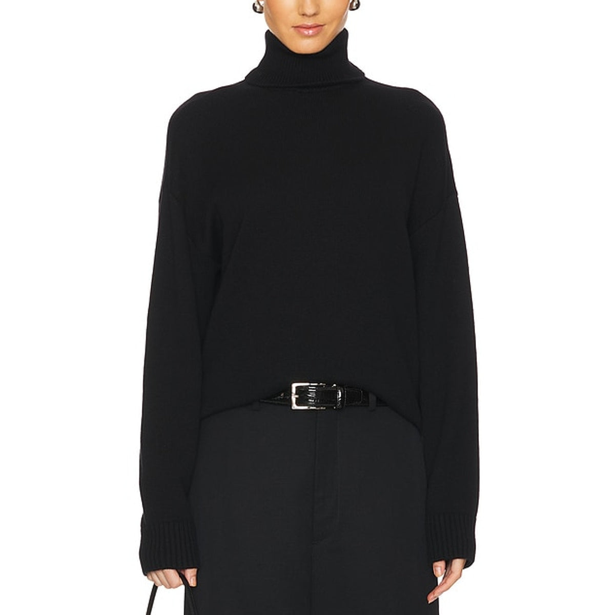 L'Academie 'By Marianna' Black Cotton Ronny Turtleneck Sweater Size S