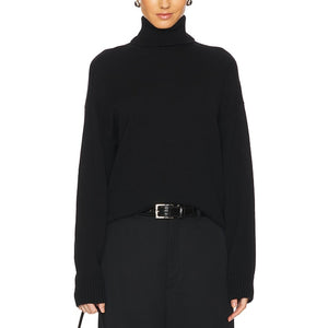 L'Academie 'By Marianna' Black Cotton Ronny Turtleneck Sweater Size S