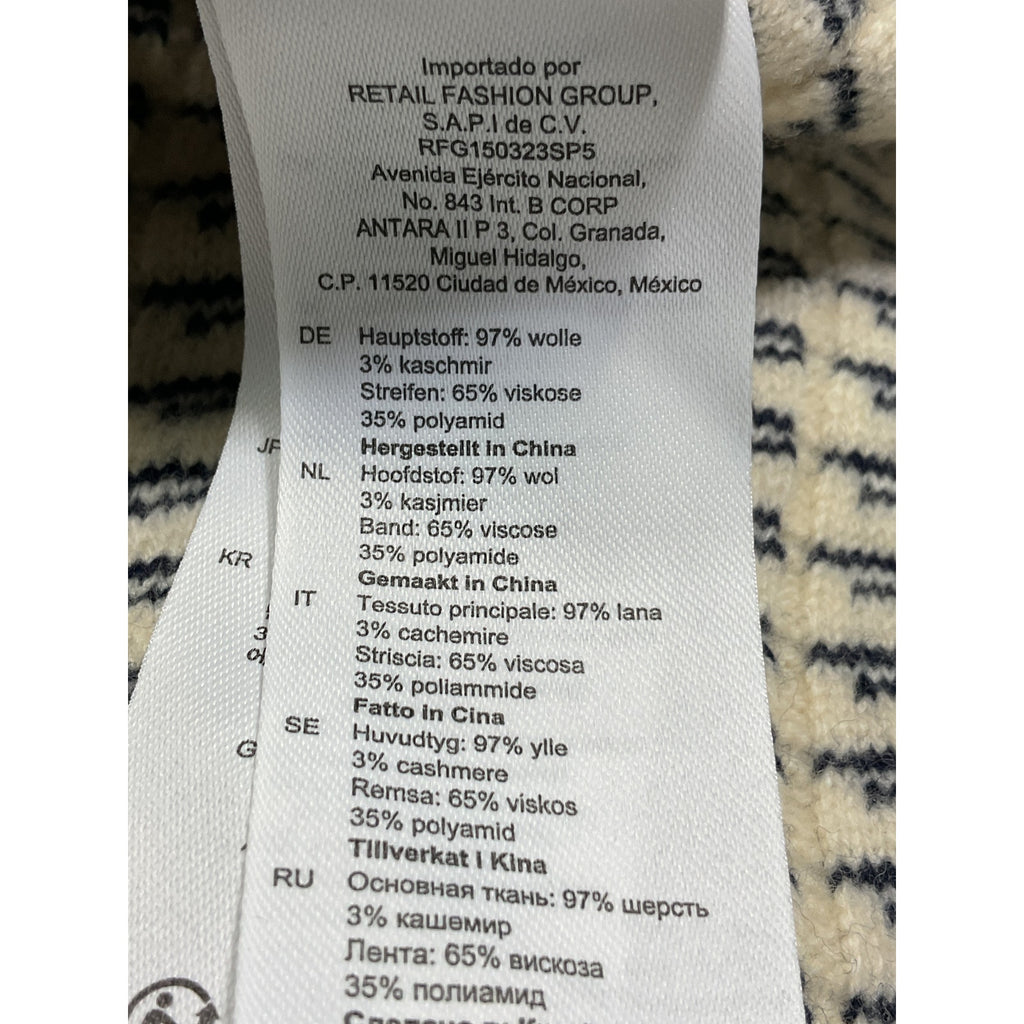 Sandro 'Stripe' White Wool & Cashmere Cardigan Size 0