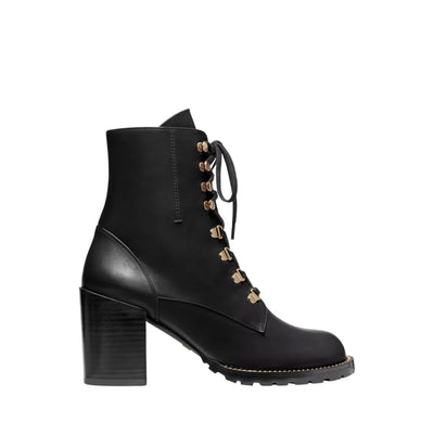 Stuart Weitzman 'Kolbie' Black Leather Chain Block Bootie Size 6.5