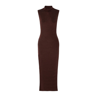 Gauge81 Metallic Brown Flora Turtleneck Midi Dress Size EU 38 / US 6