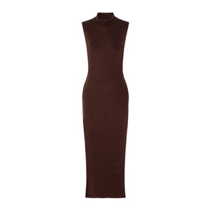 Gauge81 Metallic Brown Flora Turtleneck Midi Dress Size EU 38 / US 6