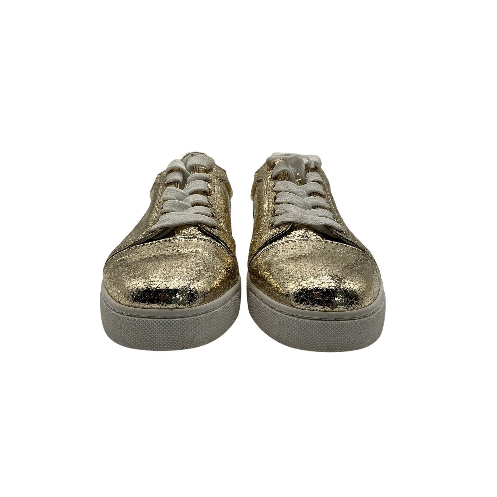 Christian Louboutin 'Vieira' Gold Leather Flat Shoes Size 9