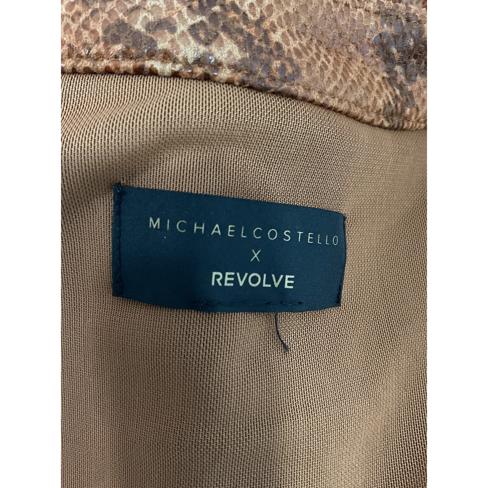 Michael Costello 'Madison' Brown Snakeskin Embossed Faux Leather Top Size M