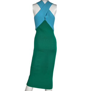 Le Superbe Chic Multicolor Crisscross Halter Midi Dress Size M