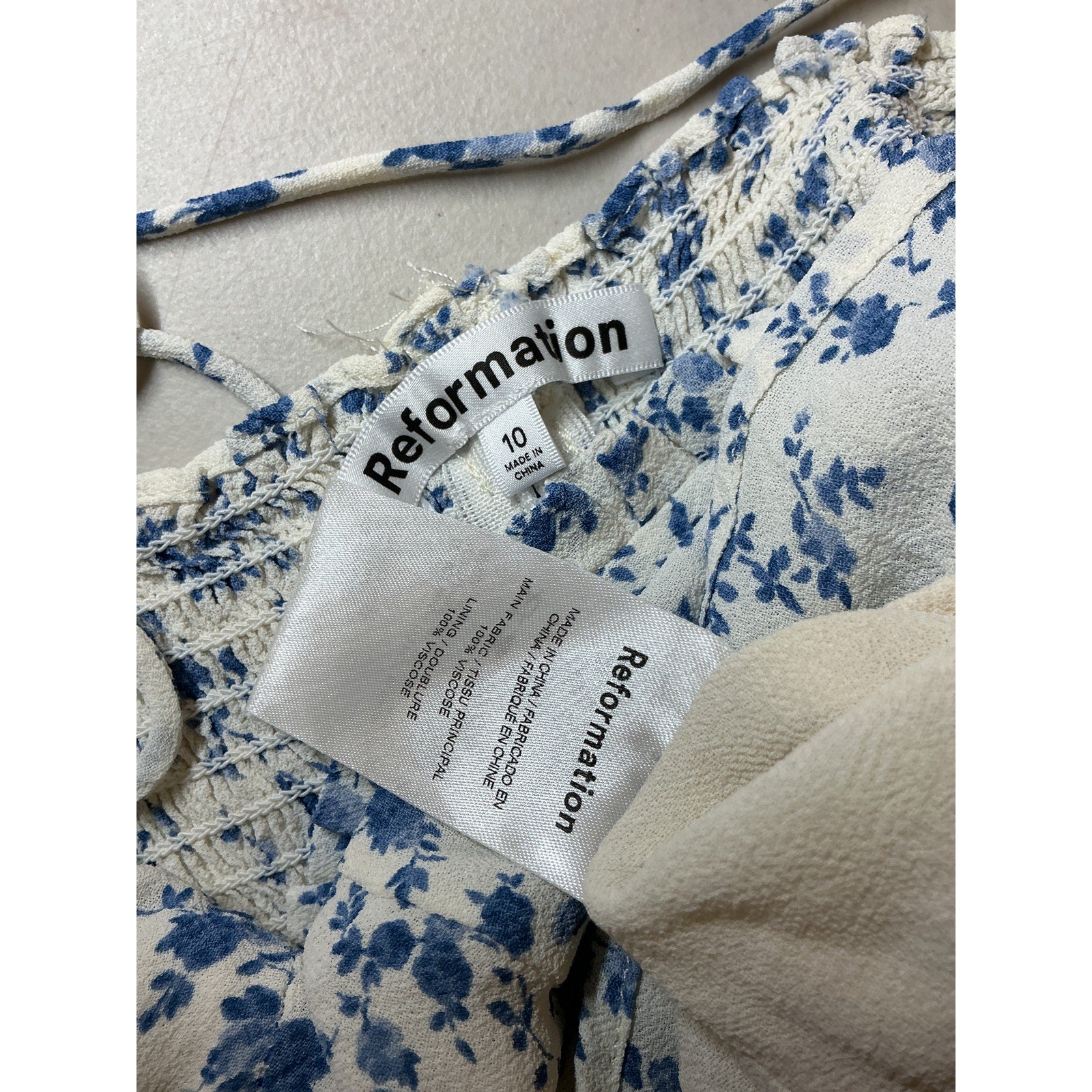 Reformation 'Novena' Blue Crepe Top Size 10