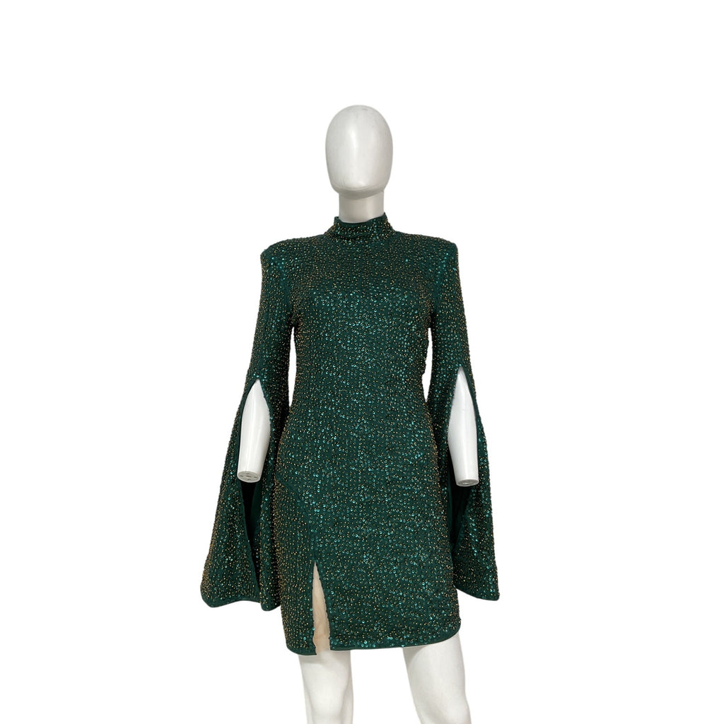Michael Costello x Revolve 'Mr. Gibson' Green Rayon Mini Dress Size M
