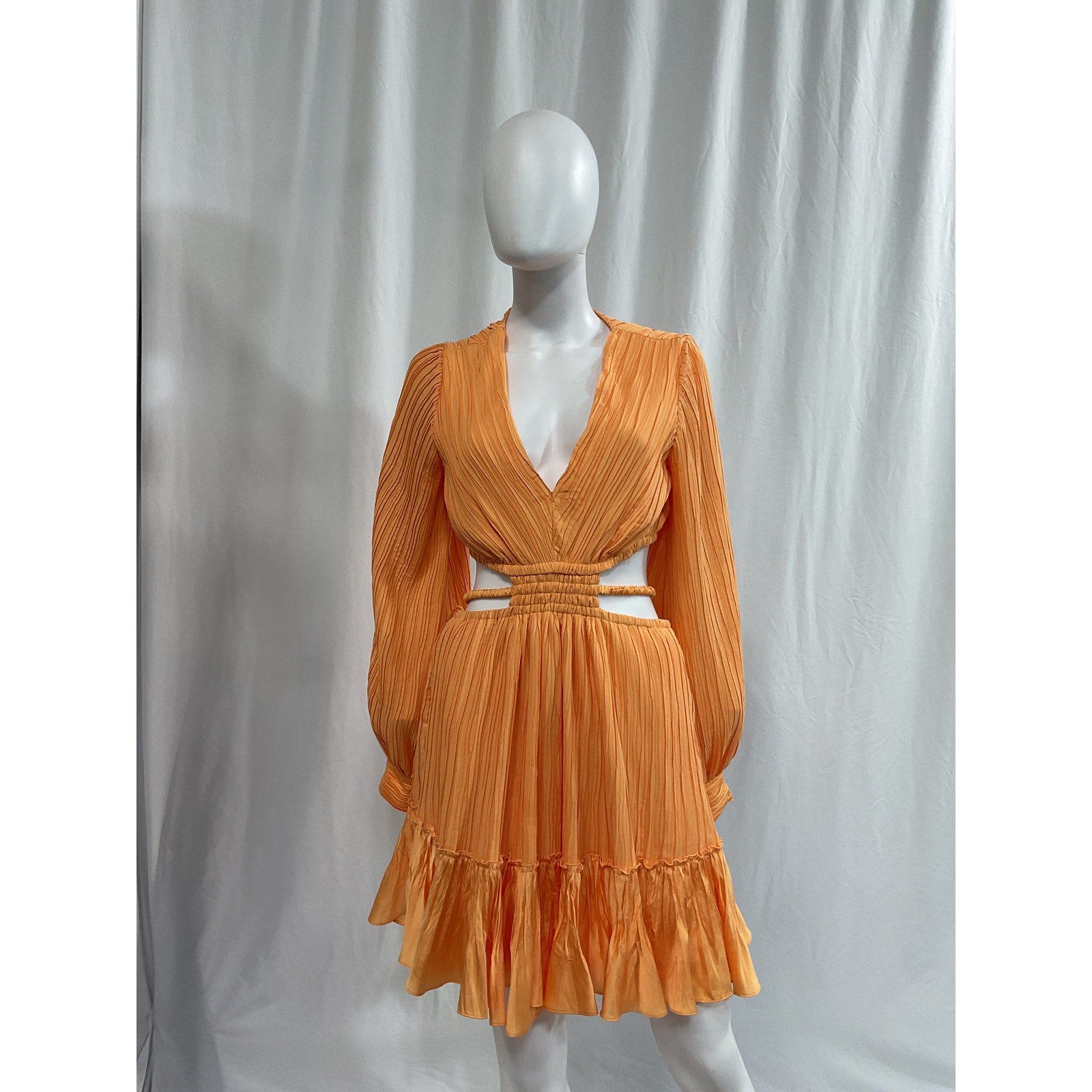 Simkhai V-Neck Orange Long Sleeve Midi Length Dress Size M