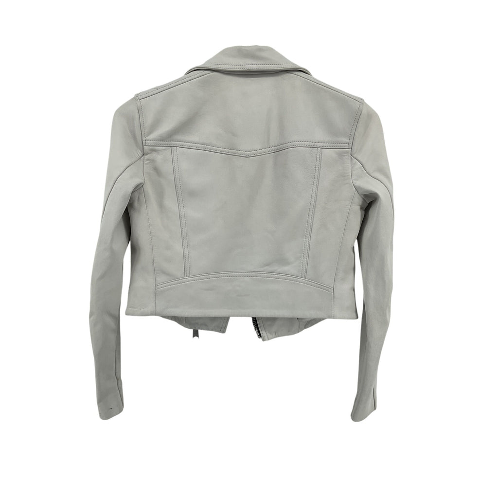 Allsaints 'Elora' White Leather Biker Jacket Size 2