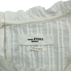 Isabel Marant Ruffled White Pintuck Yoke Blouse Size FR 34 / US 2