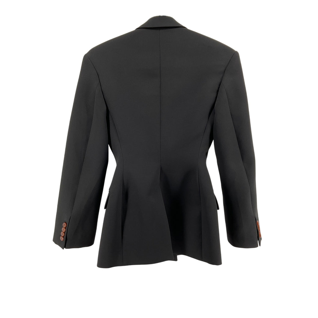 Acne Studios Black Polyester Double-Breasted Gabardine Blazer Size 32