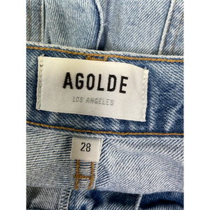 Agolde 'Riley' Blue High Rise Straight Crop Denim Jeans Size 28