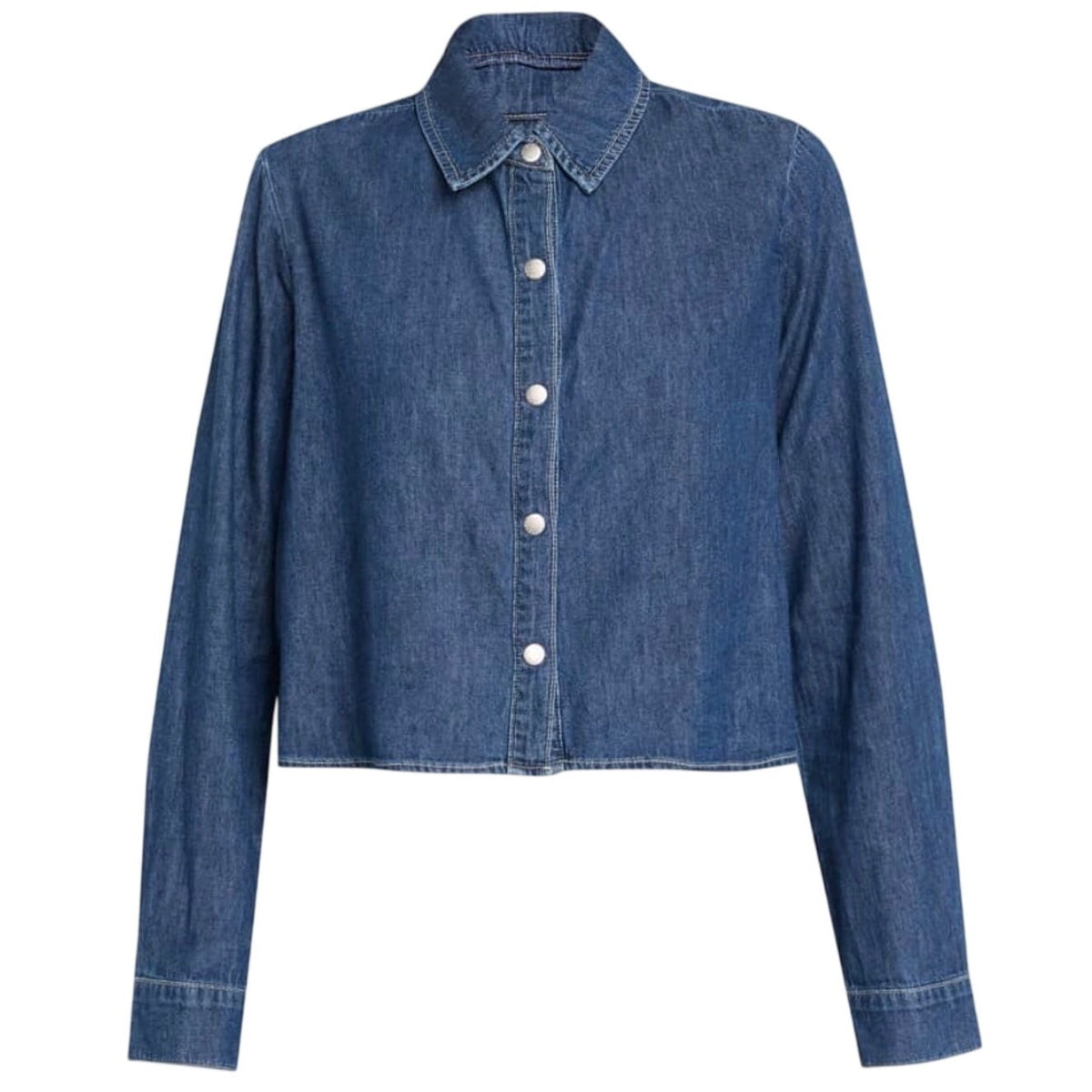 L'agence Cropped Blue Annette Shirt Size XS