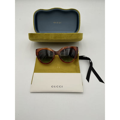 Gucci Tortoiseshell Brown Acetate Cat-Eye Sunglasses Size OS