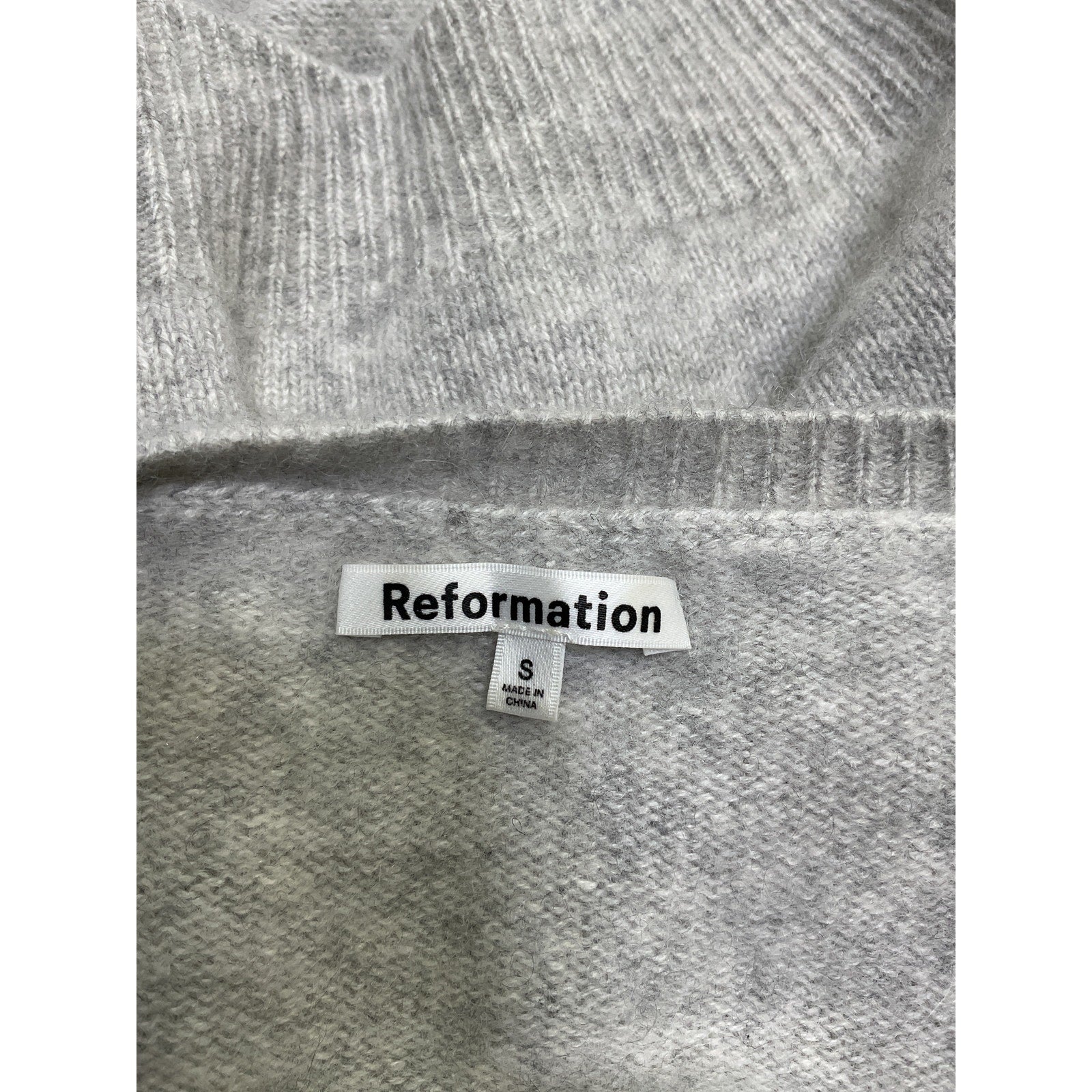 Reformation 'Clara' Grey Cashmere Crew Cardigan Size S