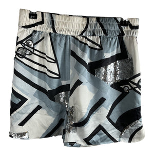 Retrofête Embellished Black White Graffiti Mackenzie Shorts Size S