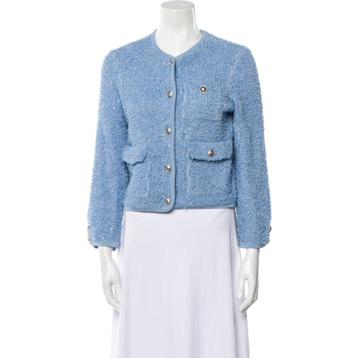 Maje Tweed Pattern 'Evening' Blue Cotton Jacket Size 1