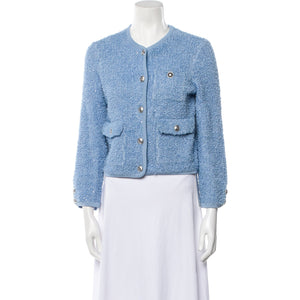 Maje Tweed Pattern 'Evening' Blue Cotton Jacket Size 1