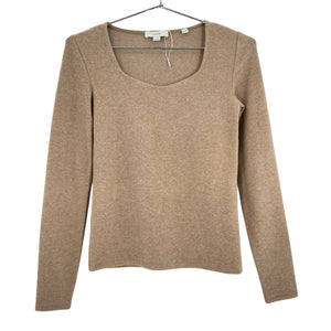 Vince Fitted Tan Scoop Neck Top Size XS