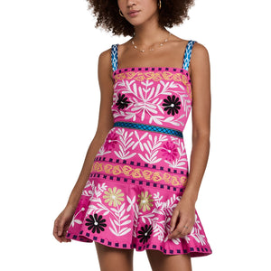 Alexis Embroidered Aurora Pink Venise Dress Size S