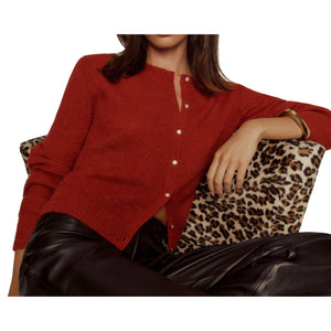 Reformation Ribbed Red Cece Cardigan Size M