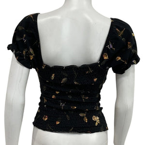 Allsaints Smocked Black Martha Mutare Top Size 4