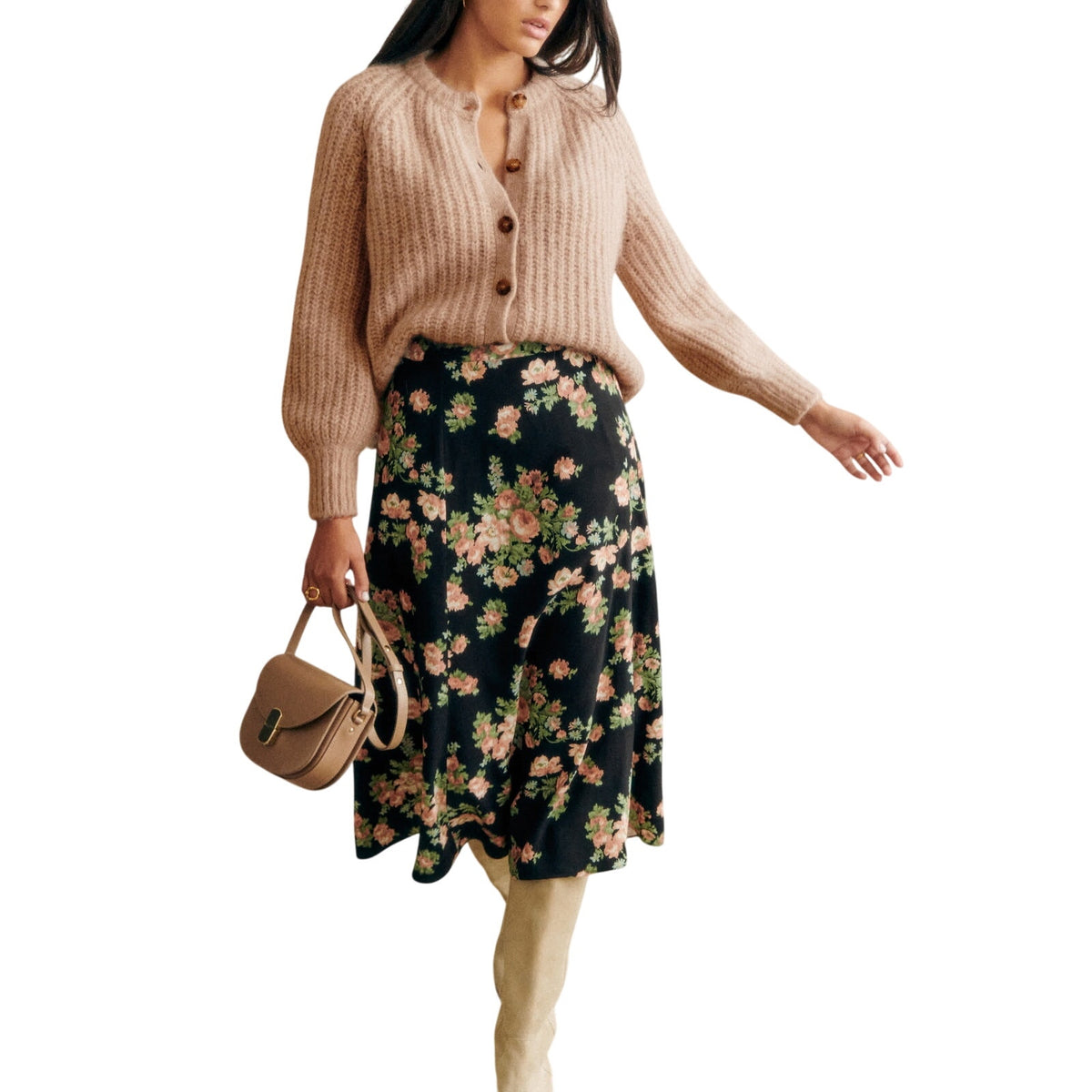 Sézane 'Tabata' Black Viscose Skirt Size 34