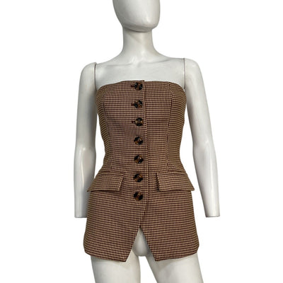 Favorite Daughter Tailored Brown Phoebe Bustier Top Size 2 NWT
